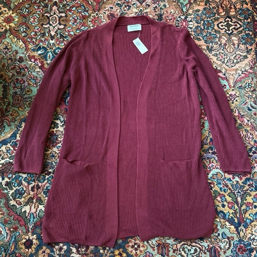 New Old navy maroon open front cardigan small